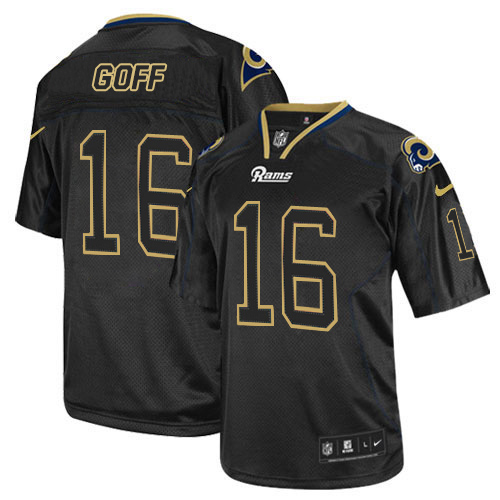 Men's Elite Jared Goff Nike Jersey Lights Out Black - #16 NFL Los Angeles Rams